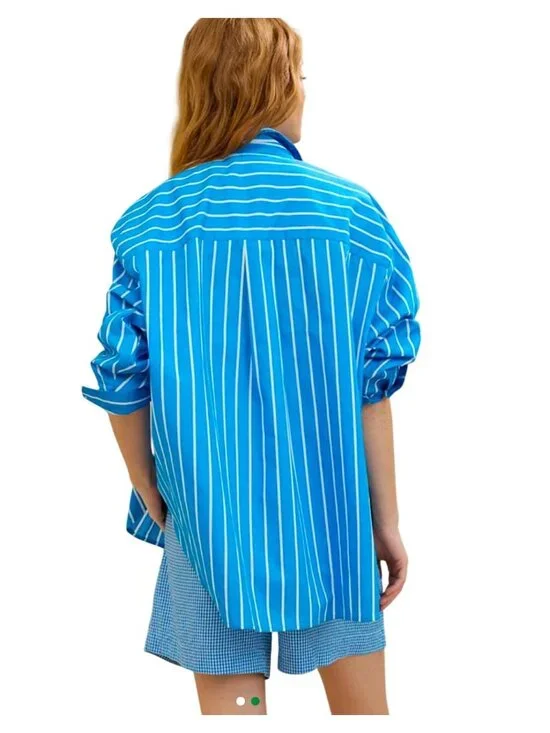 Aerie Good Day Button Day Shirt NWT Nautical Coastal Preppy 100% Cotton - Picture 2 of 11